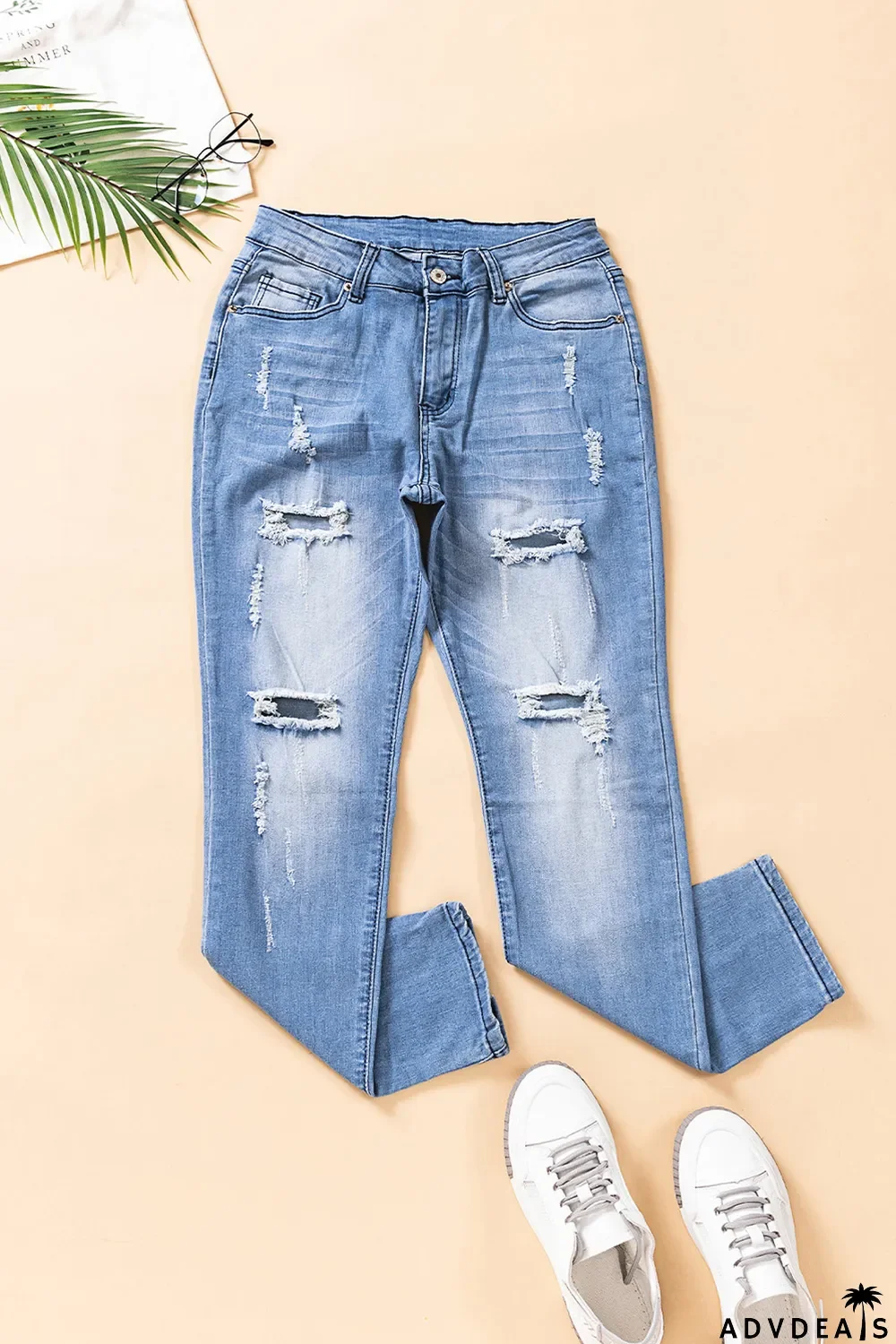 High Waist Distressed Skinny Jeans