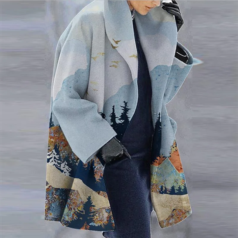 Fashion Printed Lapel Coat