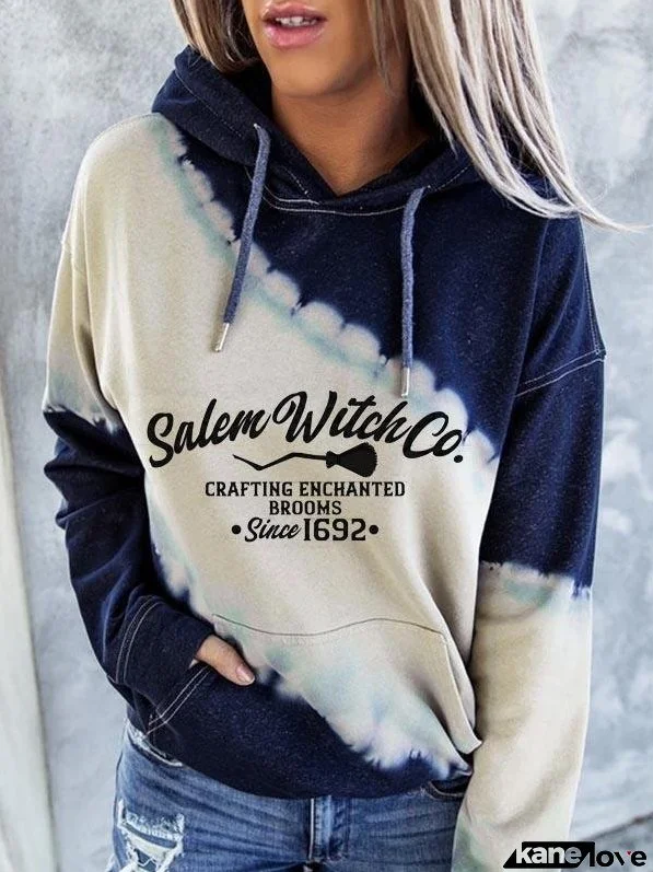 Women's Hoodies Contrast Letter Print Pocket Long Sleeve Hoodie