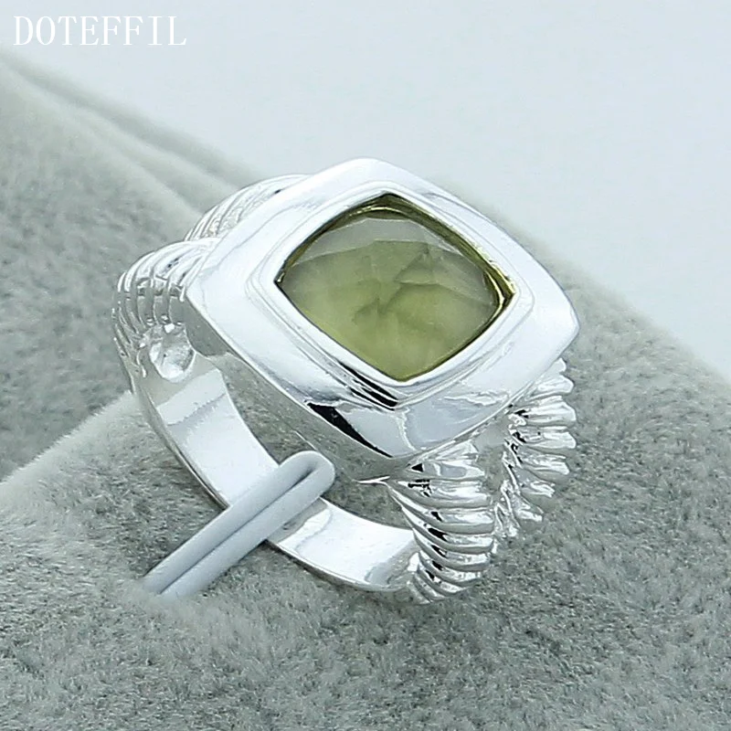 DOTEFFIL 925 Sterling Silver Green Zircon Ring For Women Jewelry