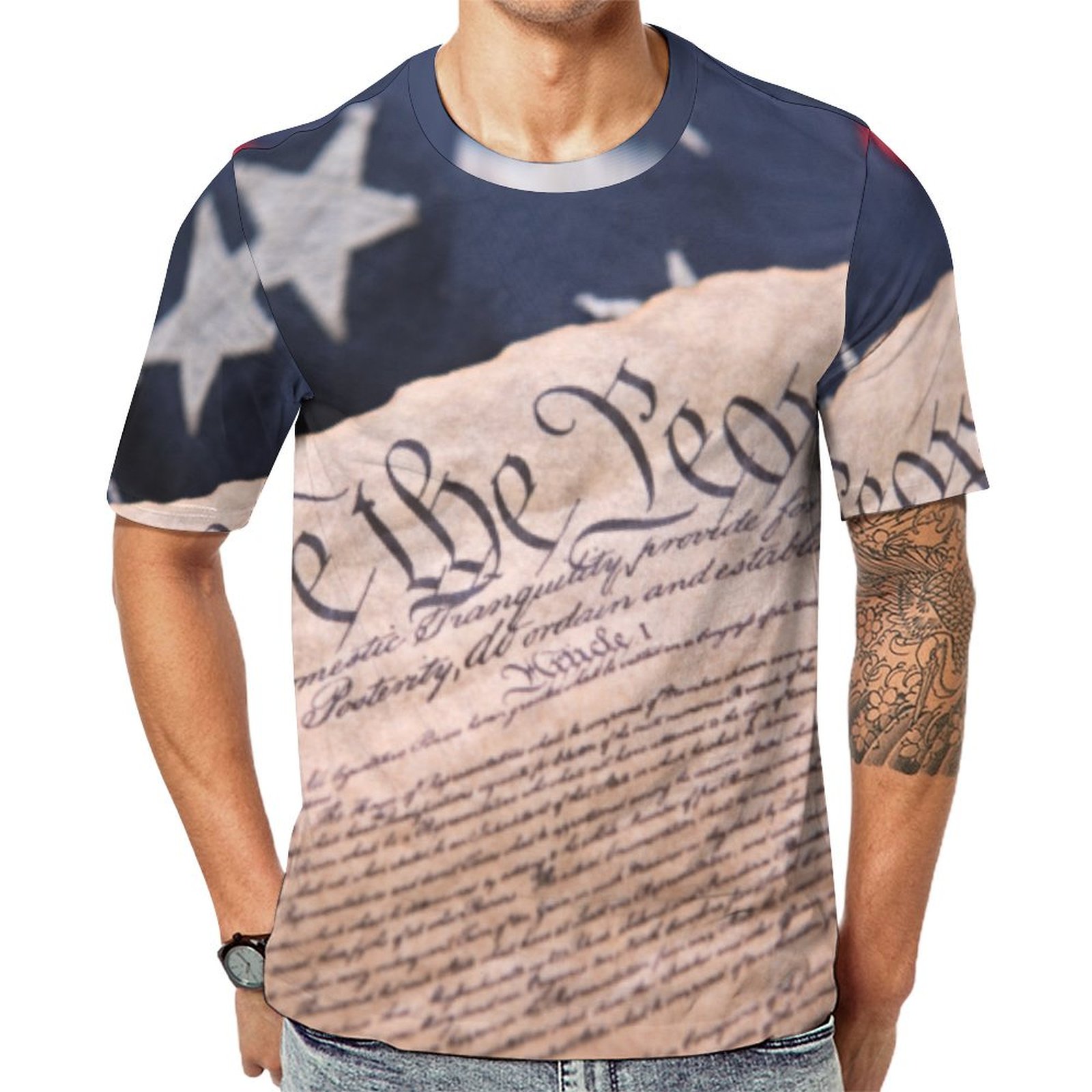 We The People Constitution Short Sleeve Print Unisex Tshirt Summer Casual Tees for Men and Women Coolcoshirts