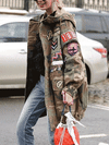 Camouflage Printing Loose Long Sleeve Hooded Casual Long Trench Coat