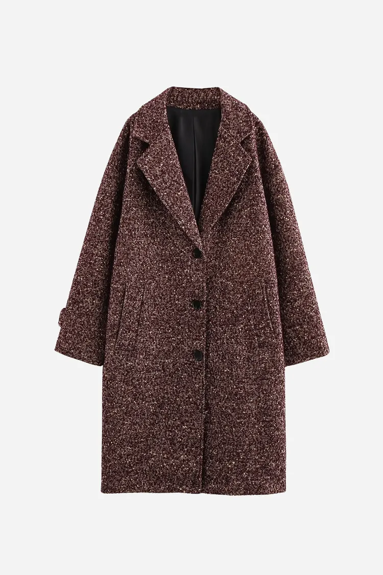 Hedy Textured Woven Cocoon Overcoat