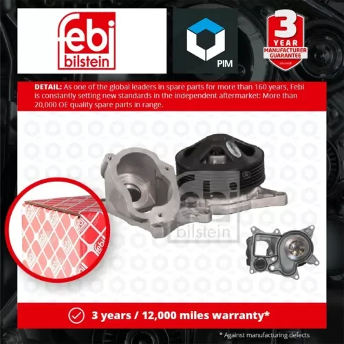 Water Pump fits BMW 640D 3.0D 11 to 18 N57D30B Coolant 11518516205 Febi Quality Parts