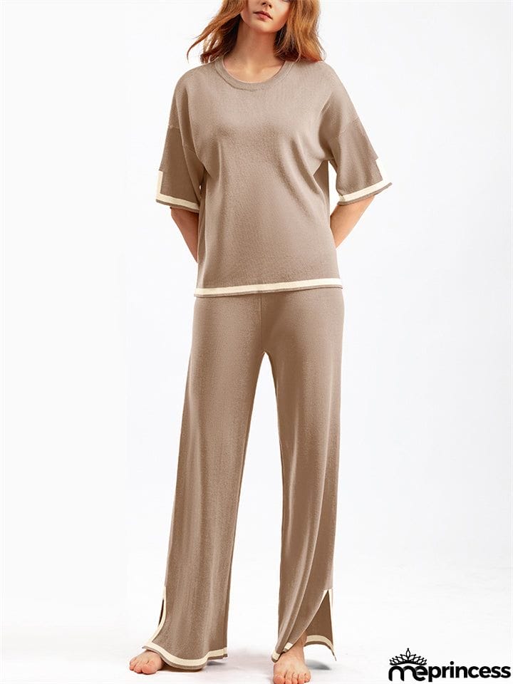 Women's Comfortable Temperament Knitted 2-piece Loungewear Sets