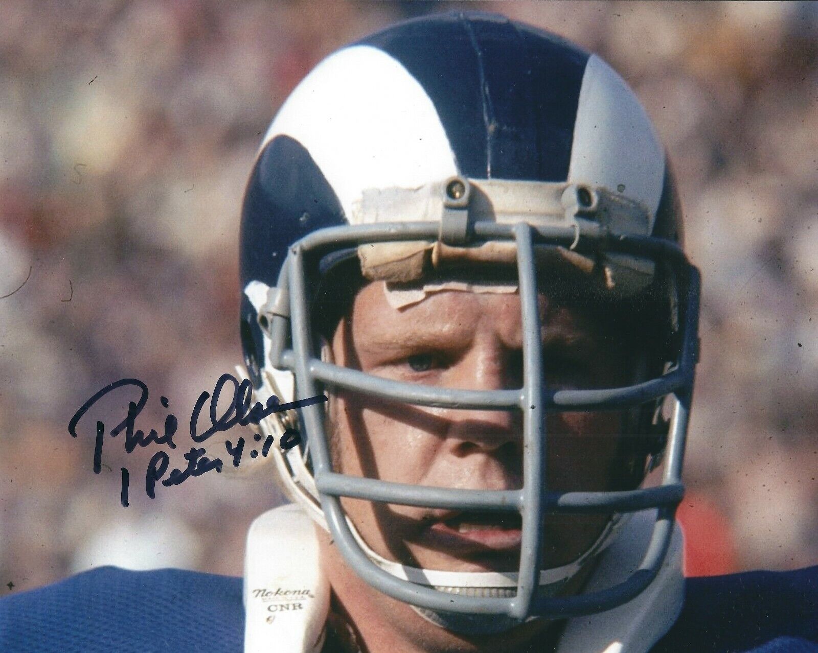 Autographed PHIL OLSEN Los Angeles Rams 8x10 Photo Poster painting w/COA