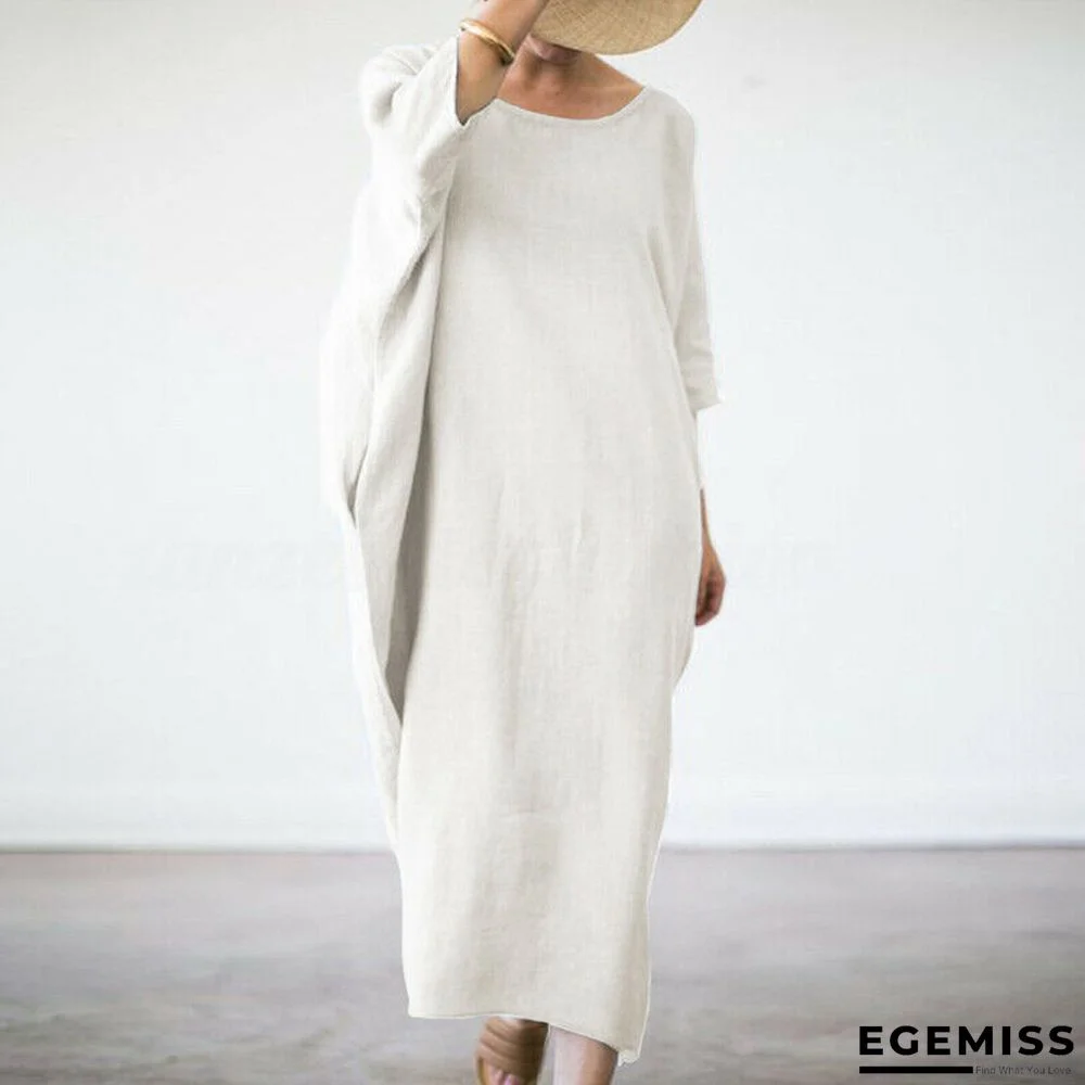 Loose Bat Cotton  Linen Increased Thickening and Fattening Dress | EGEMISS