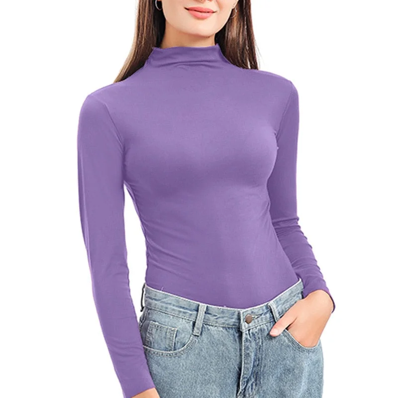 Plus Size Turtleneck Sweater Women Winter Autumn Long Sleeve Elasticity Bottoming Tops Solid Color Slim Fit Warm Knit Pullovers