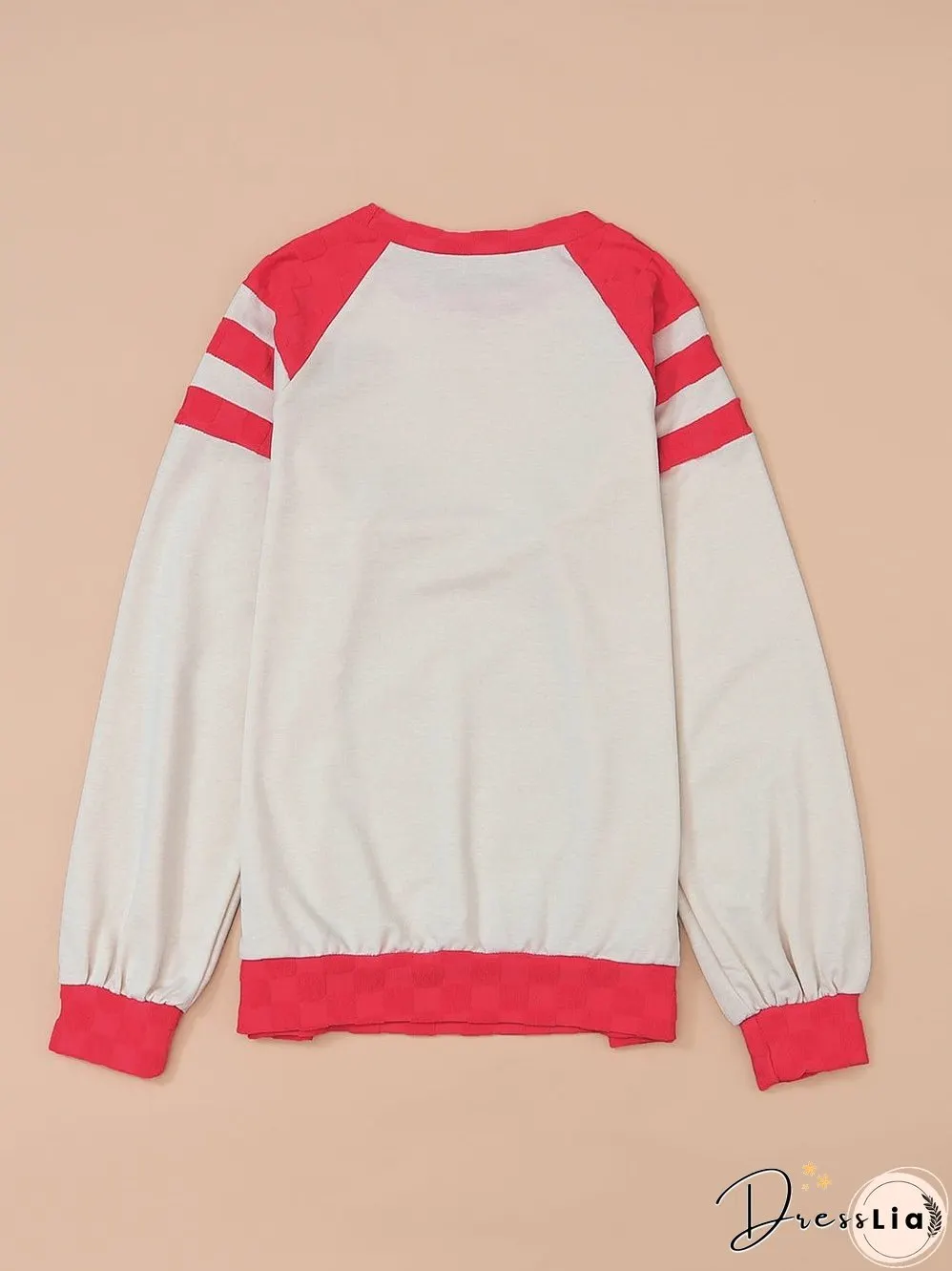 Cozy Apricot Color Block Long Sleeve Knit Top