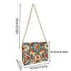 (US Local)DIY Flowers Diamond Art Wooden Coin Pouch with Chain 5D Diamond Painting Purse