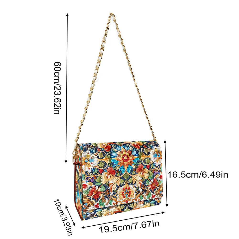 DIY Flowers Diamond Art Wooden Coin Pouch with Chain 5D Diamond Painting Purse