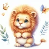 Cute Lion-18CT Stamped Cross Stitch 20*20cm/7.87*7.87in