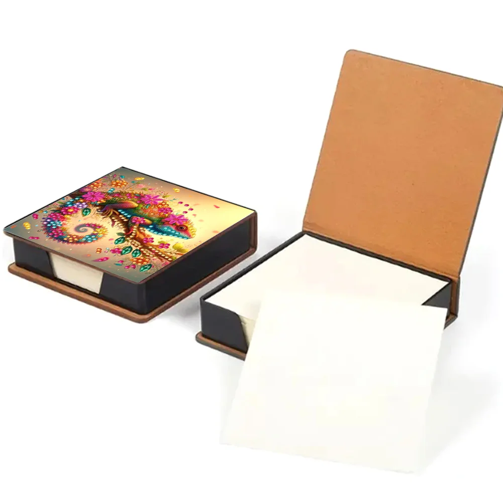 PU Lizard Diamond Painting Notecard Box with Papers for DIY Art Craft
