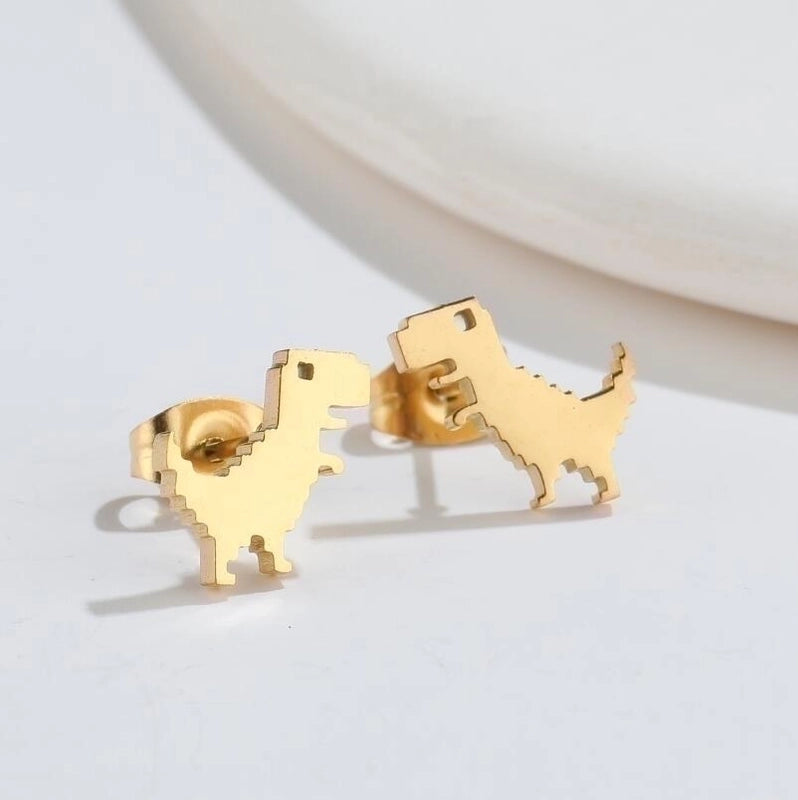 1 Pair Fashion Dog Dinosaur Giraffe 304 Stainless Steel 18K Gold Plated Ear Studs
