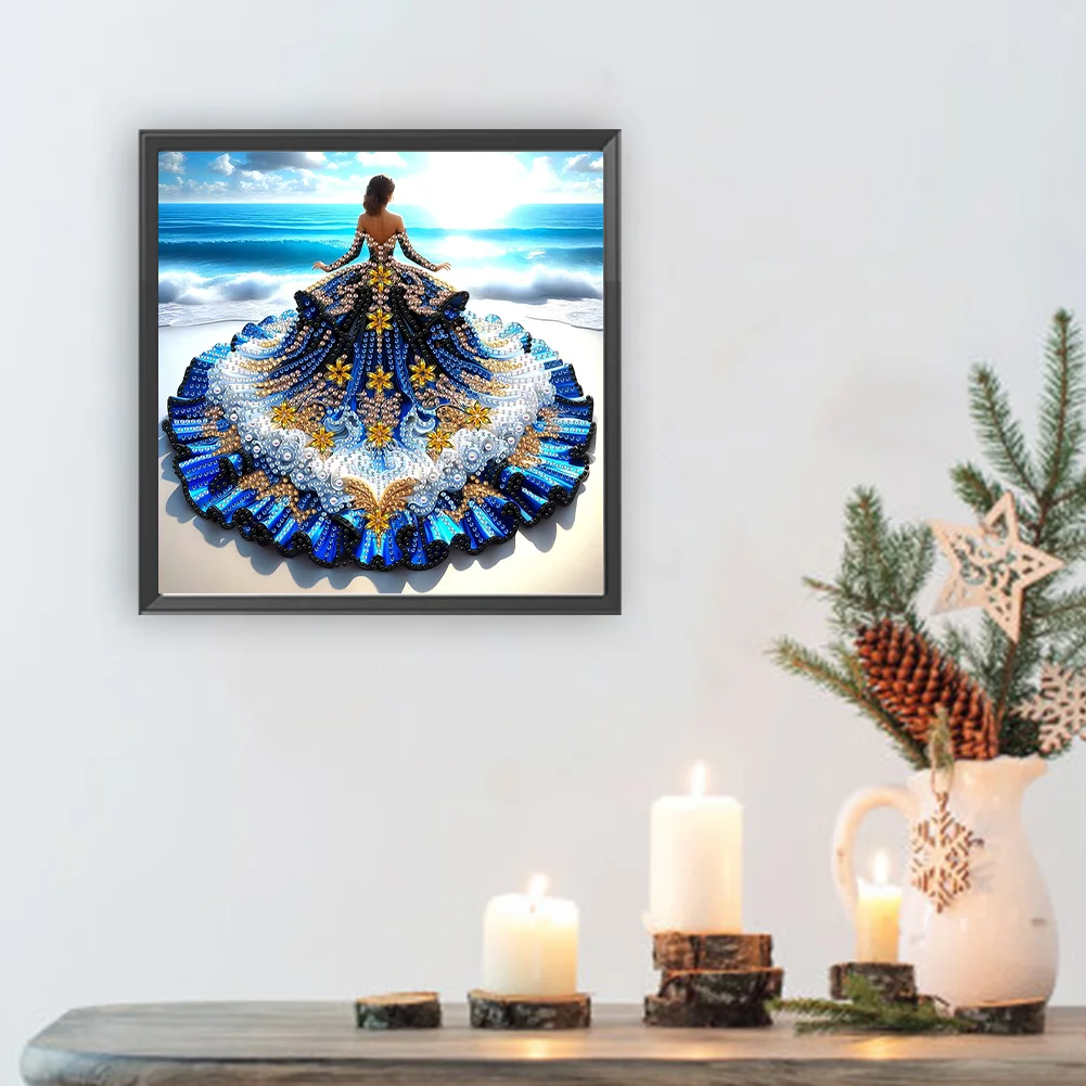 Diamond Painting - Partial Special Shaped Drill - Gorgeous Skirt Girl(Canvas|30*30cm)