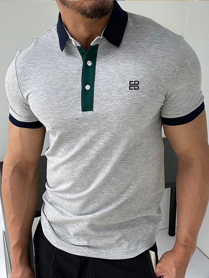 Men's Color Block Versatile Polo Shirt