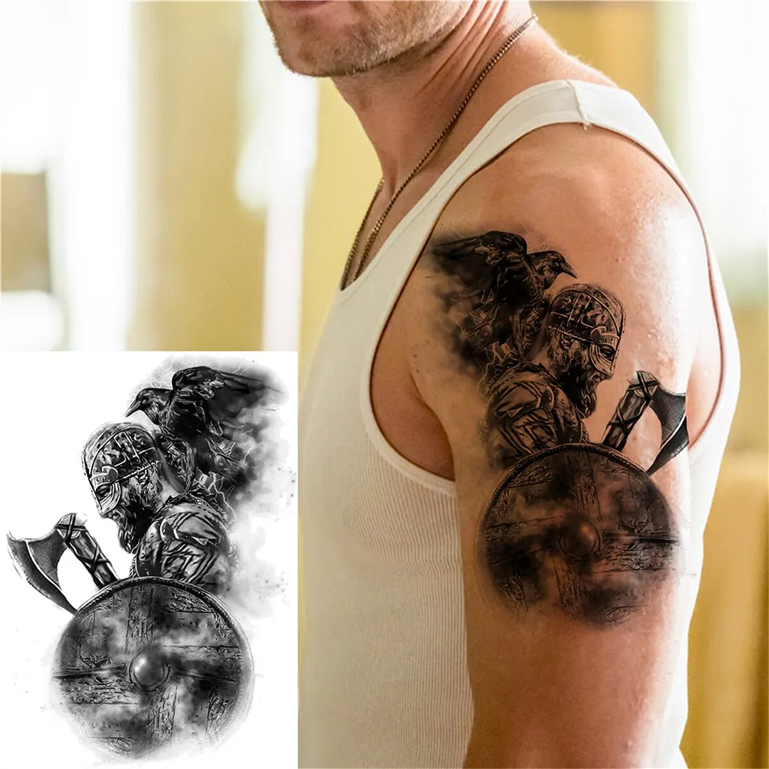 Sdrawing Anchor Skull Temporary Tattoos For Women Men Adult Pirate Black Skeleton Tattoo Sticker Fake Wolf Lion Tiger Tatoos Back