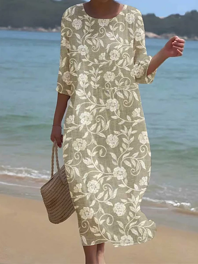 Women's Elegant   Beach Resort Floral Pattern Flowing Dress