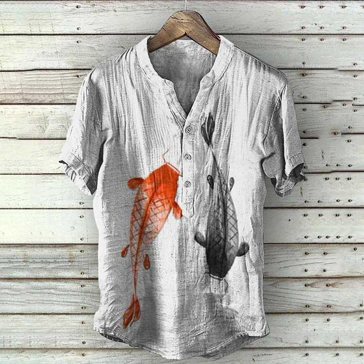 Koi Carp Japanese Art Printed Retro Shirt
