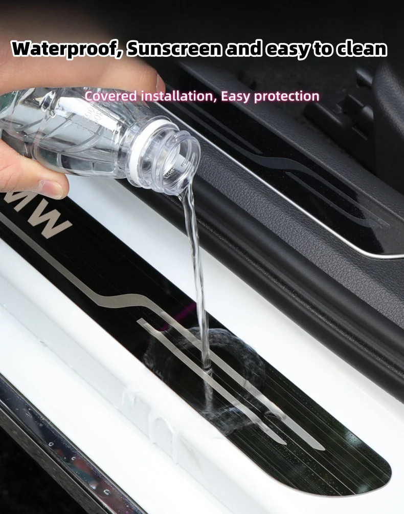 Car universal style stainless steel welcome door sill strip