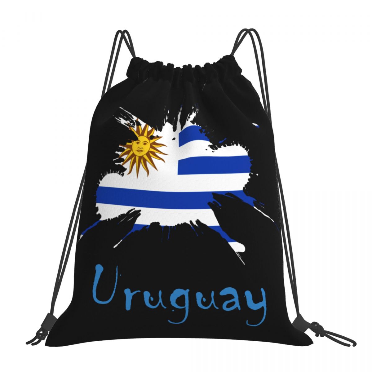 Uruguay Ink Spatter Drawstring Bags for School Gym