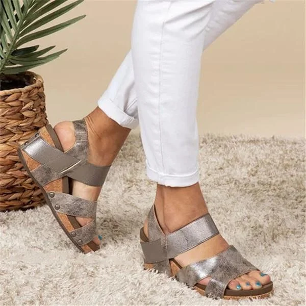 Women Comfy Slip-on Wedge Sandal