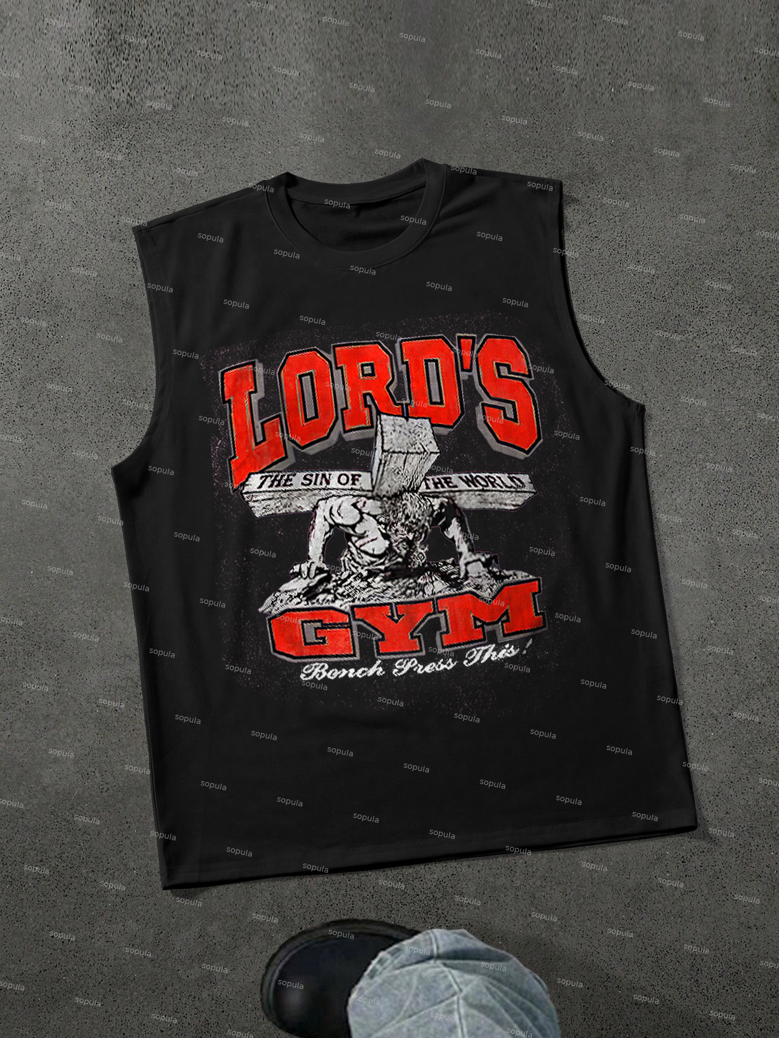 Lord's Gym God Print Cotton Casual Tank Top