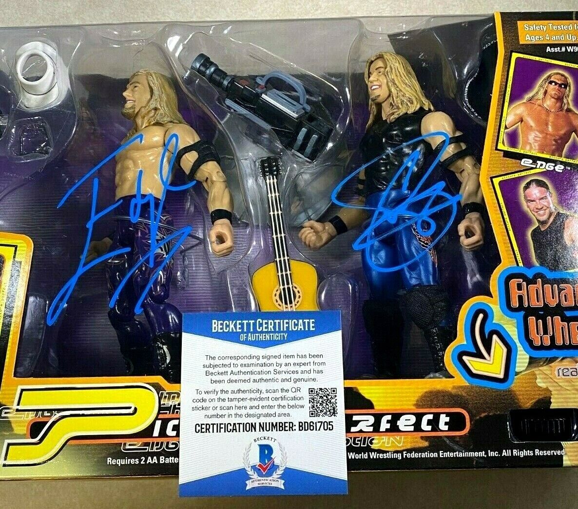 WWE Jakks EDGE & CHRISTIAN Picture Perfect Dual Signed 2 Pack Action Figure BAS