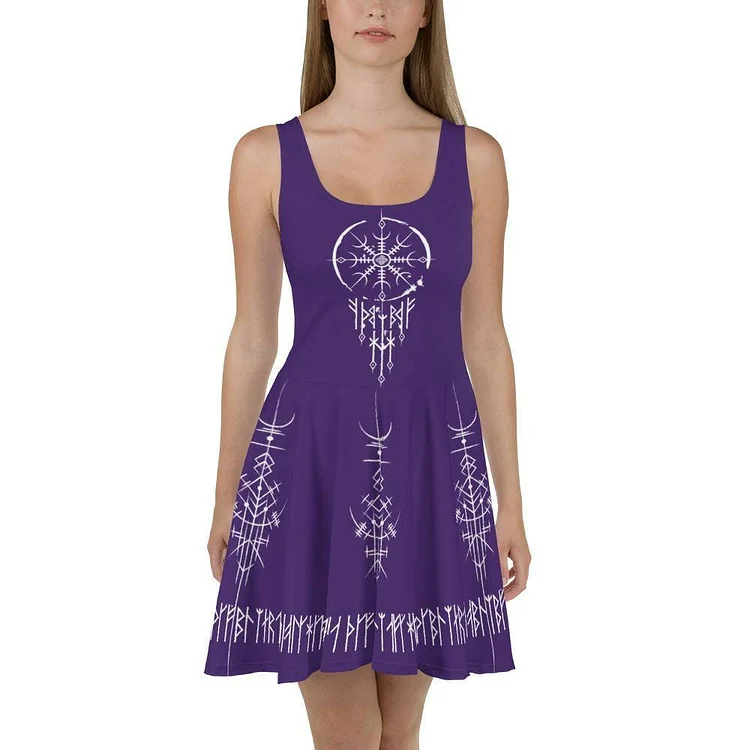 Vintage Norse Dreamcatcher Viking Print Sleeveless Midi Dress