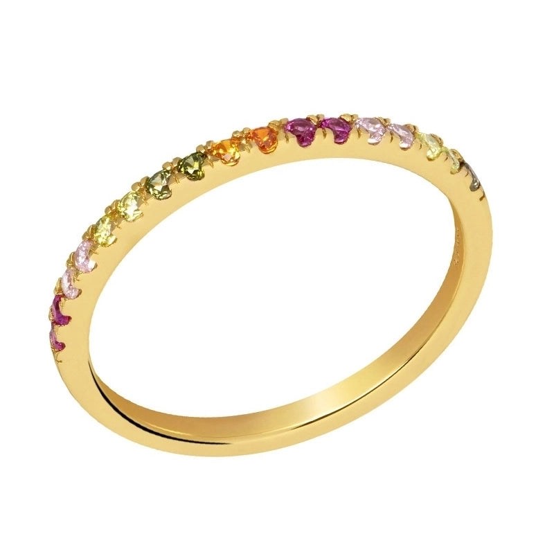 New Color Zircon Ring Bracelet 18k Real Gold Plated Copper Ring