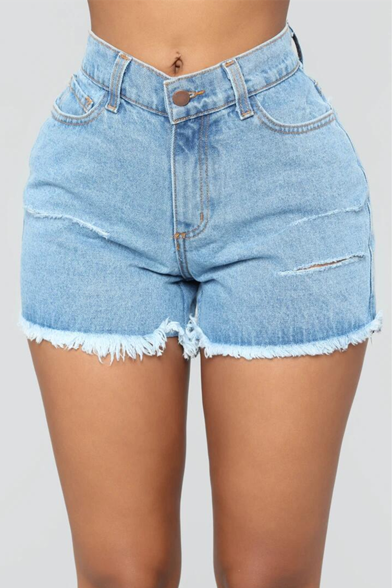 Light Blue Fashion Sexy Denim Shorts | EGEMISS