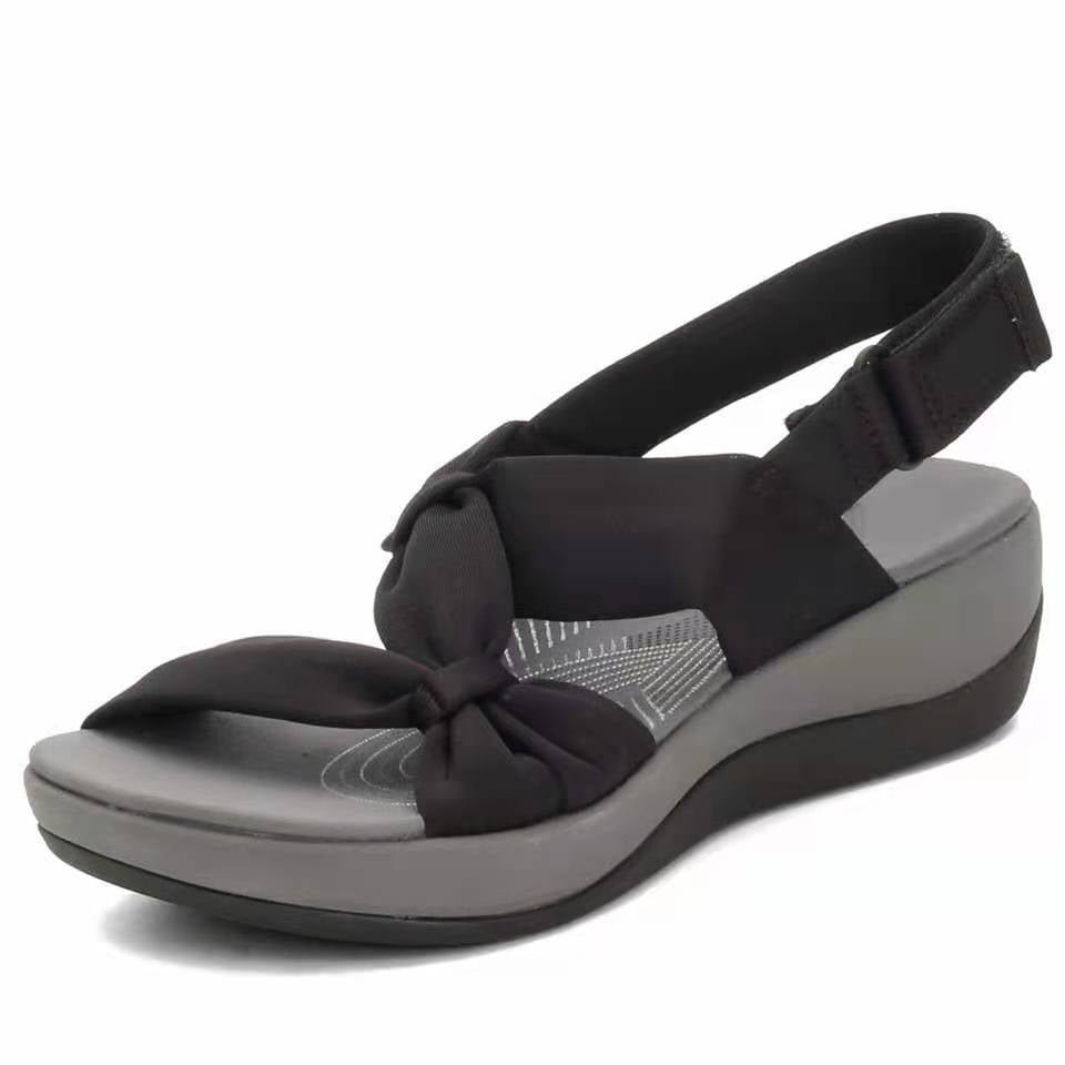 Women Sandals 2021 Summer Closed Toe Roman Sandals Women Bow Platform Wedges Sandals Women Velcro Comfortable Sandalias