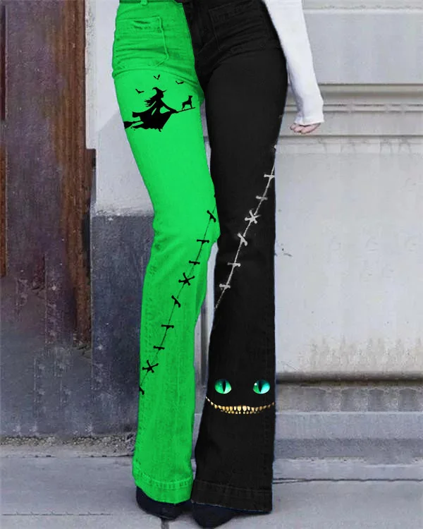 Halloween Witch Contrasting Color Jeans