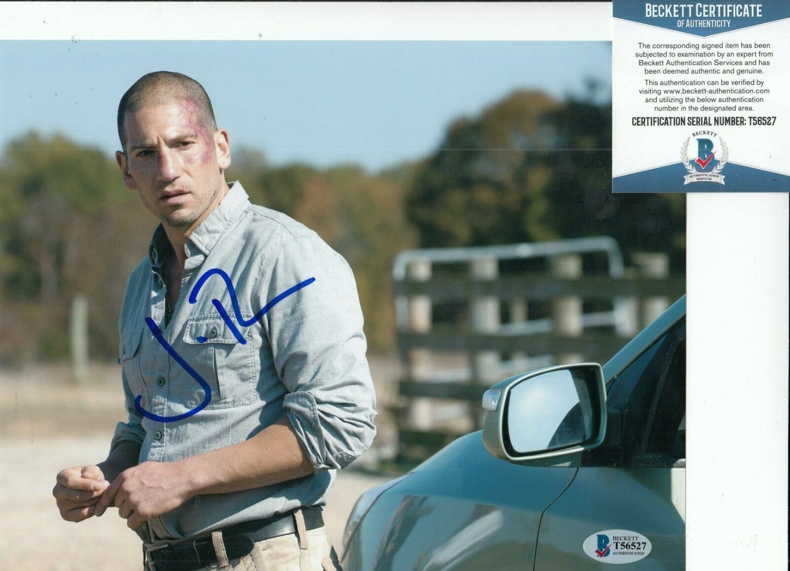 JON BERNTHAL signed (THE WALKING DEAD) Shane Walsh 8X10 Photo Poster painting BECKETT BAS T56527