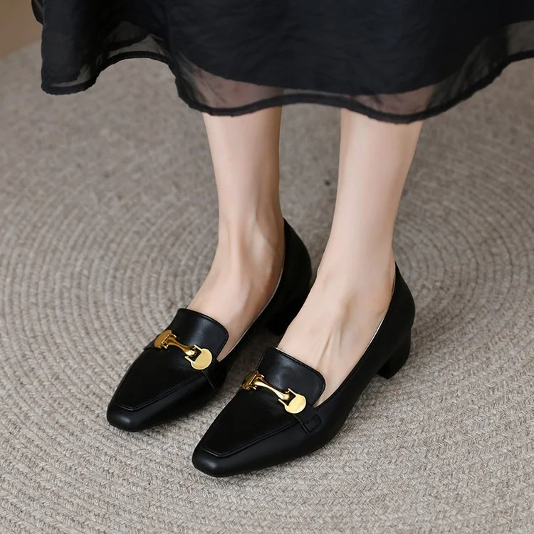 Yyvonne Retro Square Head Single Shoe Heel Thick Heel 2025 Spring And Autumn New Women's Foot Small Leather Shoes Women's Shoes