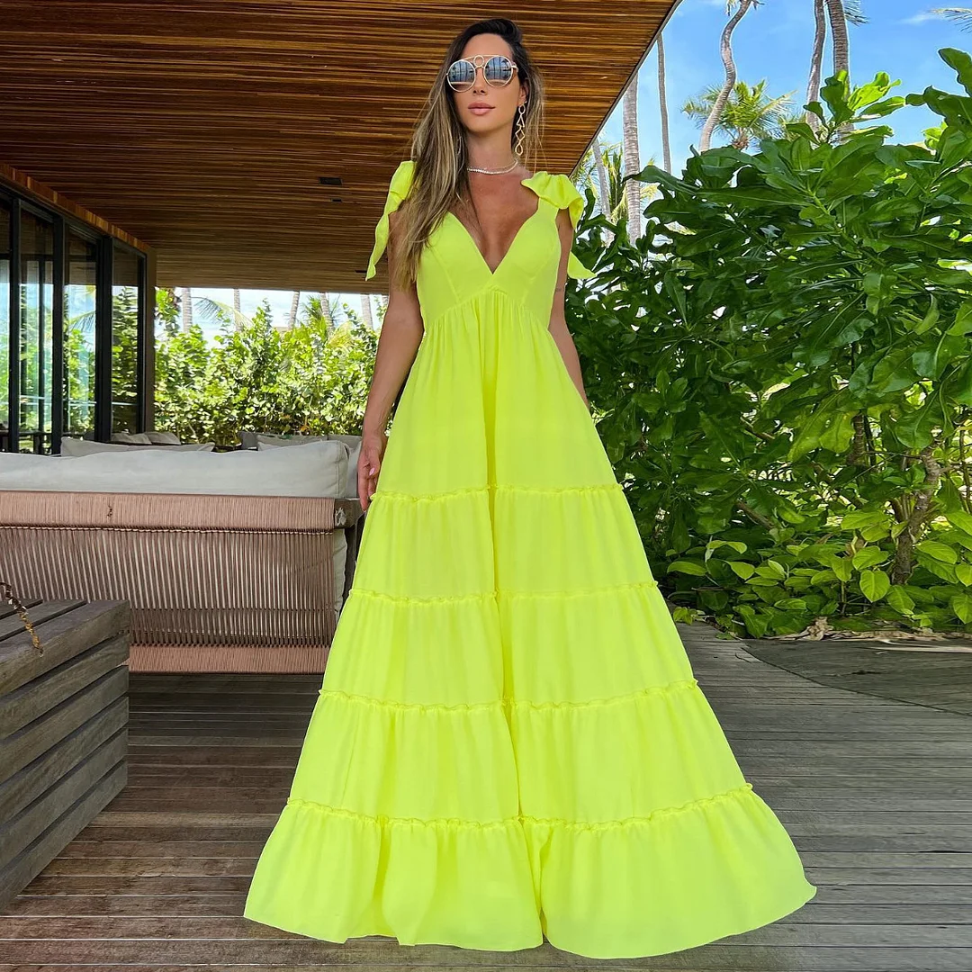 Uveng New-Style Beach Dress Suit Sexy 2025 New Export Summer Resort Wind Seaside