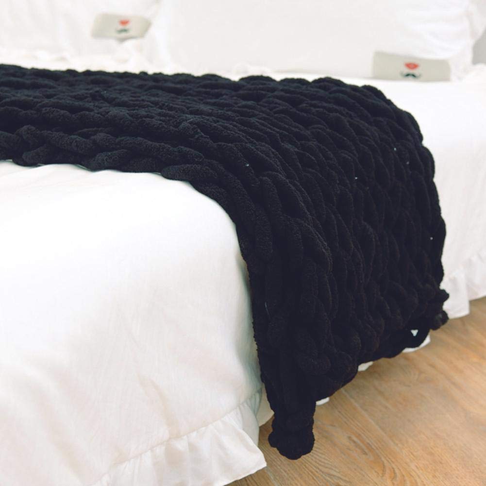 Chenille Chunky Knitted Blanket Weaving Blanket Mat Throw Chair Decor Warm Yarn Knitted Blanket