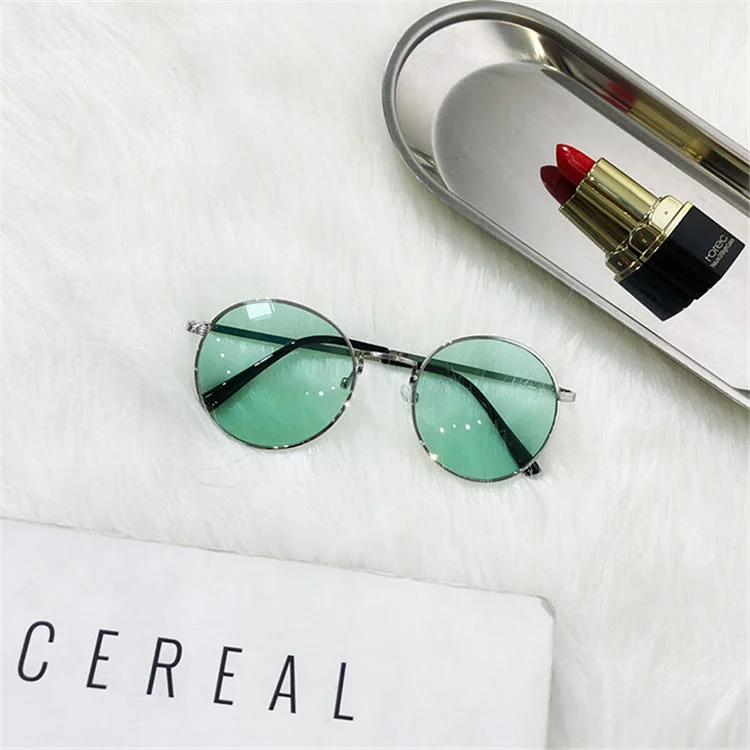 Korea Round Alloy Sunglasses Women Cool Street Shot Sunshade Glasses Dustproof Windproof Riding Glasses UV400 Sunglasses Men