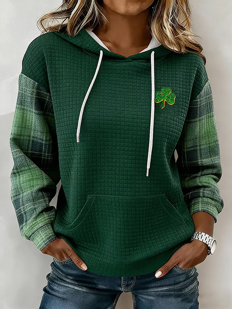 Women's Casual Color-block Printed Hooded Sweatshirt wearshes