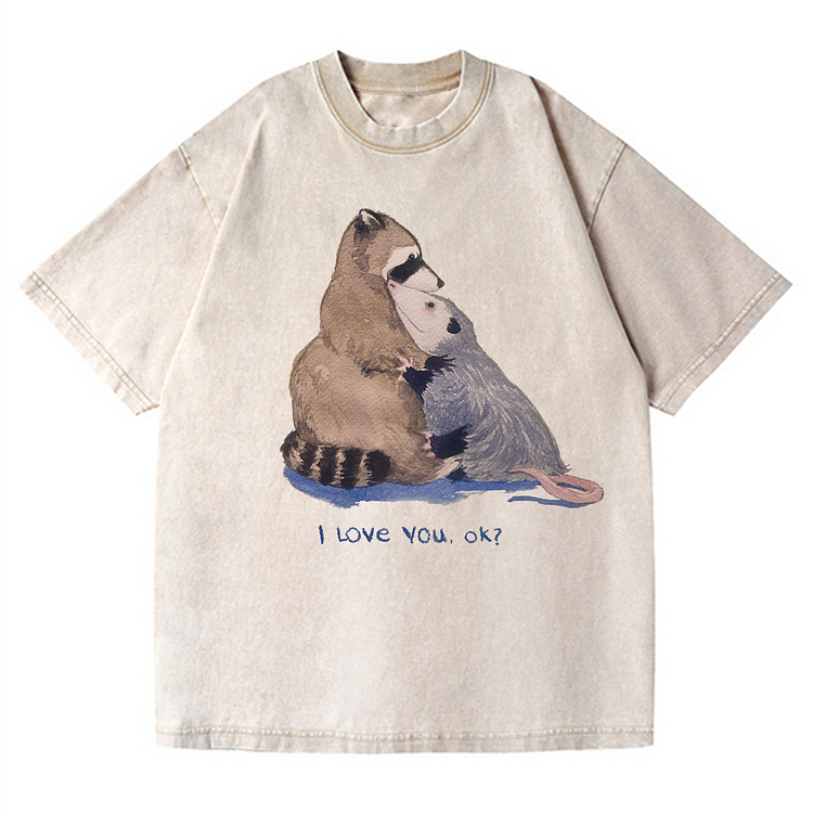 I Love You Ok? Men's washed T-shirt