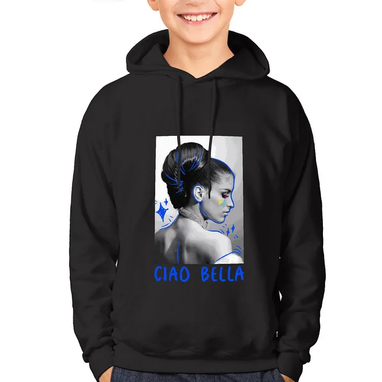 Children's Hoodie Line Female Black And White