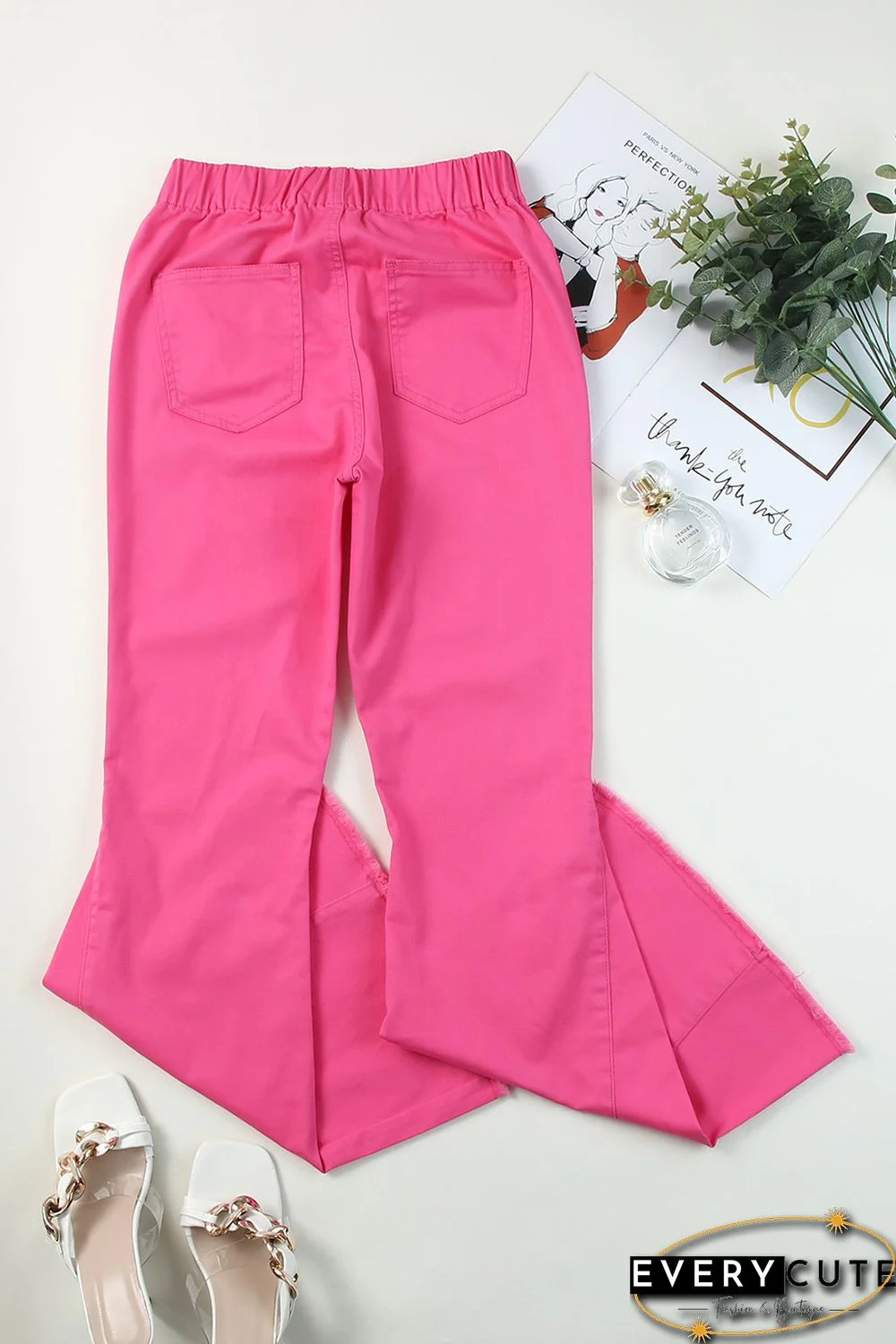 Pink Bell Bottom Denim Pants
