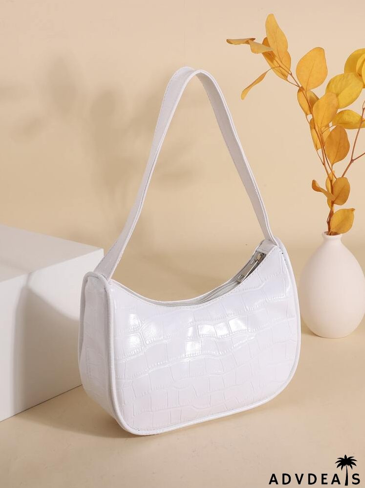 Croc Embossed Baguette Bag