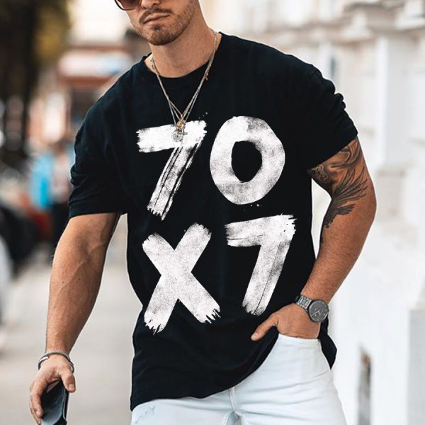 Men's black short-sleeved T-shirt