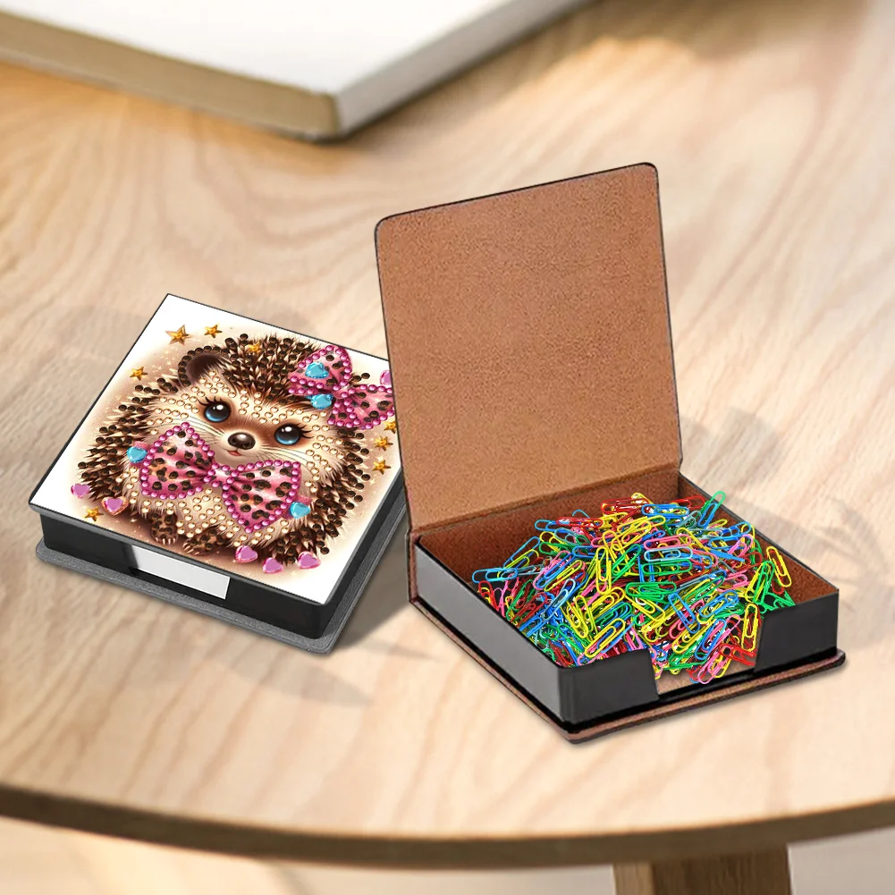 PU 5D Diamond Painting Kit Note Box DIY Diamond Art Notepad Box (Hedgehog)