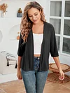 Open Front Solid Cardigan with 3/4 Sleeves, Elegant Spring/Summer Women's Clothing