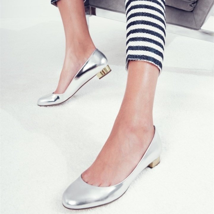 Women's Silver Almond Toe Elegant Comfortable Flats |FSJ Shoes