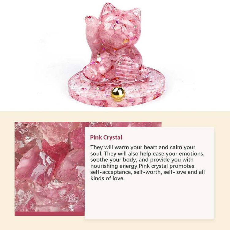 Pink Crystal Obsidian Cat Healing Phone Holder