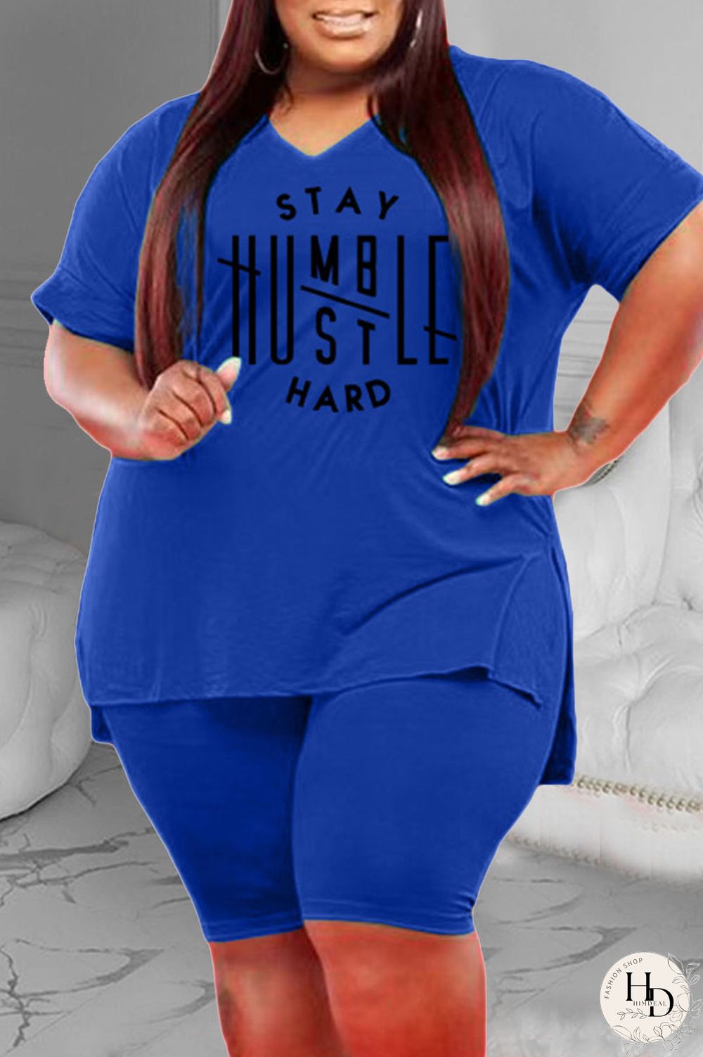 Red Casual Print Split Joint Slit V Neck Plus Size Two Pieces
