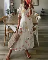 Holiday Maxi Dresses Casual Half Sleeve Summer Beach Sundress Hawaiian A Line Long Dress